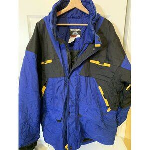 Vtg 90s Blue Men’s Sz XL Ski Snowboard Jacket EDELWEISS BackBowl Stowaway Hooded